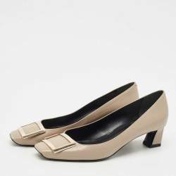 Pre Owned Roger Vivier Cream Leather Trompette Pumps Size 39