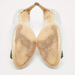 Pre Owned Roger Vivier Silver Leather Trompette Pumps Size 41