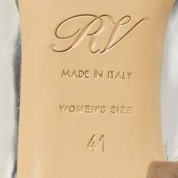 Pre Owned Roger Vivier Silver Leather Trompette Pumps Size 41