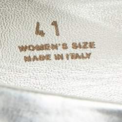 Pre Owned Roger Vivier Silver Leather Gommette Love Ballet Flats Size 41