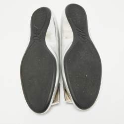 Pre Owned Roger Vivier Silver Leather Gommette Love Ballet Flats Size 41
