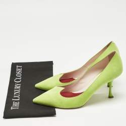 Pre Owned Roger Vivier Green Suede Pointed Toe Pumps Size 41