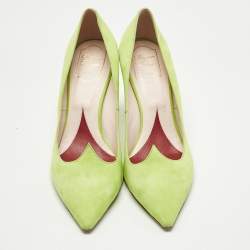 Pre Owned Roger Vivier Green Suede Pointed Toe Pumps Size 41