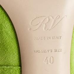 Pre Owned Roger Vivier Green Suede Pointed Toe Pumps Size 41