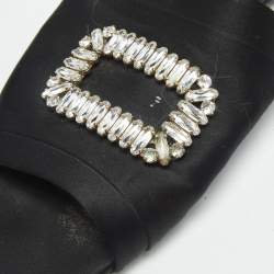 Pre Owned Roger Vivier Black Satin Crystal Embellished Slide Sandals Size 41