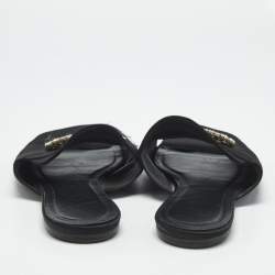Pre Owned Roger Vivier Black Satin Crystal Embellished Slide Sandals Size 41