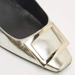 Pre Owned Roger Vivier Gold Leather Trompette Pumps Size 39.5