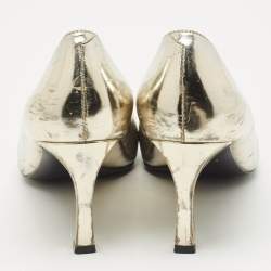 Pre Owned Roger Vivier Gold Leather Trompette Pumps Size 39.5