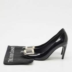 Pre Owned Roger Vivier Black Patent Leather Trompette Pumps Size 38