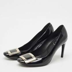 Pre Owned Roger Vivier Black Patent Leather Trompette Pumps Size 38