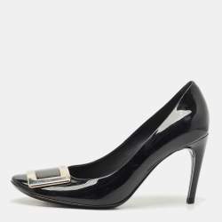 Pre Owned Roger Vivier Black Patent Leather Trompette Pumps Size 38