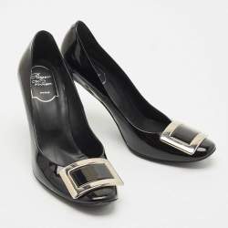 Pre Owned Roger Vivier Black Patent Leather Trompette Pumps Size 38