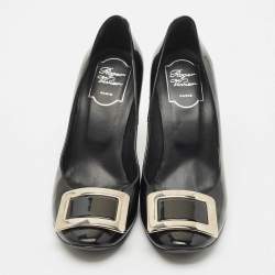 Pre Owned Roger Vivier Black Patent Leather Trompette Pumps Size 38