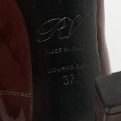 Pre Owned Roger Vivier Burgundy Patent Leather Trompette Pumps Size 37