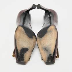 Pre Owned Roger Vivier Burgundy Patent Leather Trompette Pumps Size 37