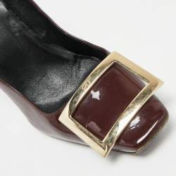 Pre Owned Roger Vivier Burgundy Patent Leather Trompette Pumps Size 37