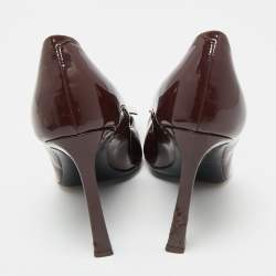 Pre Owned Roger Vivier Burgundy Patent Leather Trompette Pumps Size 37