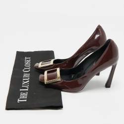 Pre Owned Roger Vivier Burgundy Patent Leather Trompette Pumps Size 37