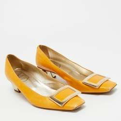 Pre Owned Roger Vivier Mustard Yellow Leather Belle Vivier Pumps Size 38