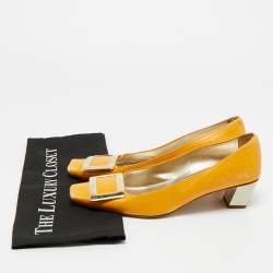 Pre Owned Roger Vivier Mustard Yellow Leather Belle Vivier Pumps Size 38