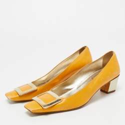 Pre Owned Roger Vivier Mustard Yellow Leather Belle Vivier Pumps Size 38