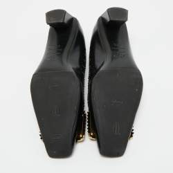 Pre Owned Roger Vivier Black/Metallic Leather Laser Cut-Out Belle Vivier Pumps Size 37.5