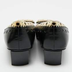 Pre Owned Roger Vivier Black/Metallic Leather Laser Cut-Out Belle Vivier Pumps Size 37.5