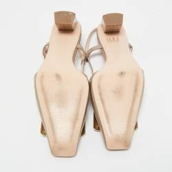 Pre Owned Roger Vivier Brown Patent Leather Trompette Slingback Pumps Size 38