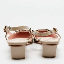 Pre Owned Roger Vivier Brown Patent Leather Trompette Slingback Pumps Size 38