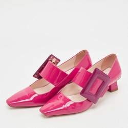 Pre Owned Roger Vivier Two Tone Patent Leather Mary Jane Pumps Size 37