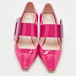 Pre Owned Roger Vivier Two Tone Patent Leather Mary Jane Pumps Size 37