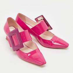 Pre Owned Roger Vivier Two Tone Patent Leather Mary Jane Pumps Size 37