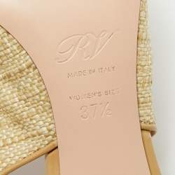 Pre Owned Roger Vivier Green Raffia Belle Vivier Slingback Pumps Size 37.5 