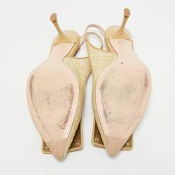 Pre Owned Roger Vivier Green Raffia Belle Vivier Slingback Pumps Size 37.5 