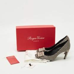 Pre Owned Roger Vivier Brown/Cream Calf Hair Trompette Pumps Size 40