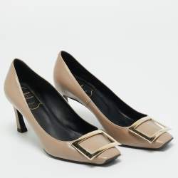 Pre Owned Roger Vivier Grey Leather Belle Vivier Trompette Pumps Size 35.5