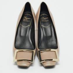 Pre Owned Roger Vivier Grey Leather Belle Vivier Trompette Pumps Size 35.5