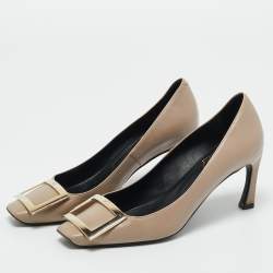 Pre Owned Roger Vivier Grey Leather Belle Vivier Trompette Pumps Size 35.5