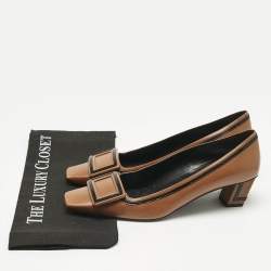 Pre Owned Roger Vivier Brown Leather Trompette Pumps Size 41