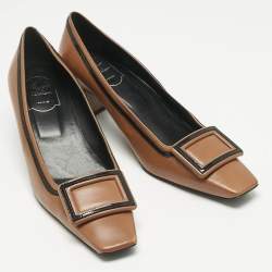 Pre Owned Roger Vivier Brown Leather Trompette Pumps Size 41