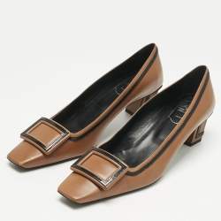 Pre Owned Roger Vivier Brown Leather Trompette Pumps Size 41