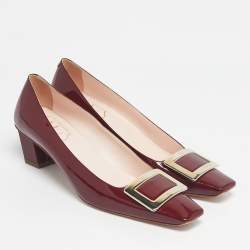 Pre Owned Roger Vivier Burgundy Patent Leather Trompette Pumps Size 41