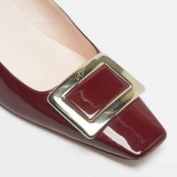 Pre Owned Roger Vivier Burgundy Patent Leather Trompette Pumps Size 41