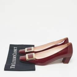 Pre Owned Roger Vivier Burgundy Patent Leather Trompette Pumps Size 41