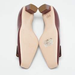 Pre Owned Roger Vivier Burgundy Patent Leather Trompette Pumps Size 41