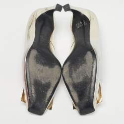 Pre Owned Roger Vivier Silver Leather Belle Vivier Trompette Pumps Size 36.5