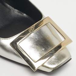 Pre Owned Roger Vivier Silver Leather Belle Vivier Trompette Pumps Size 36.5