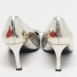 Pre Owned Roger Vivier Silver Leather Belle Vivier Trompette Pumps Size 36.5