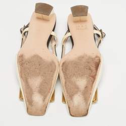 Pre Owned Roger Vivier Cream/Black Patent Leather Belle Vivier Slingback Pumps Size 36