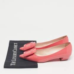 Pre Owned Roger Vivier Pink Patent Leather Gommettine Ballet Flats Size 36